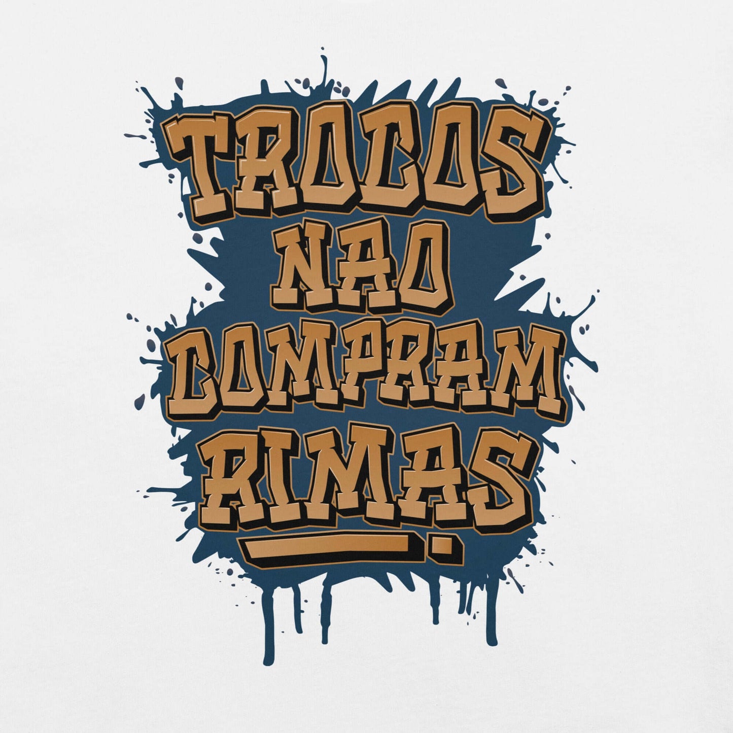 T-shirt streetwear | "Trocos não compram rimas" - Astredik A t-shirt streetwear “Trocos Não Compram Rimas” da Astredik é a escolha perfeita para quem vive a cultura hip-hop em Portugal. Esta t-shirt streetwear não é apenas roupa: é uma mensagem de resistê