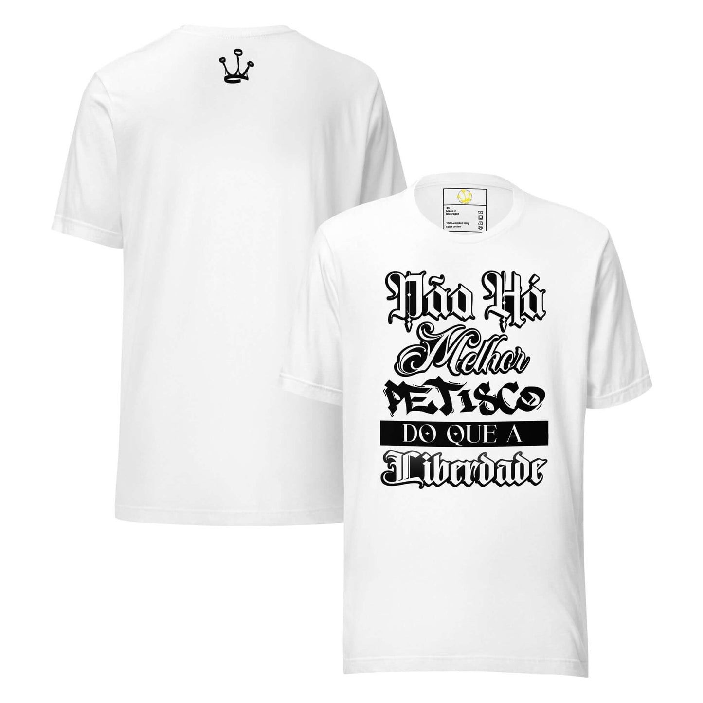 T-shirt "Não há melhor petisco do que a liberdade" "Não há melhor petisco do que a liberdade."Frase tirada de Allen Halloween, voz crua e sem filtros da cultura hip-hop tuga. Esta t-shirt é mais do que um pedaço de tecido — é resistência estampada no peit